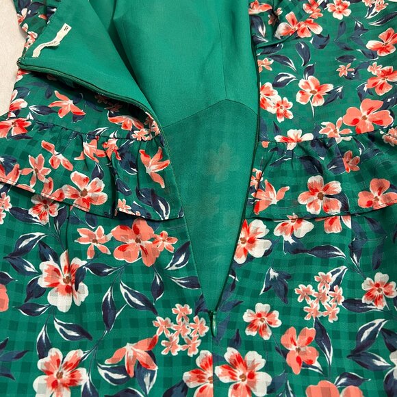 Tularosa S Green Off Shoulder Floral Tiered Ruffle Midi Dress Romantic Boho - Picture 2 of 10